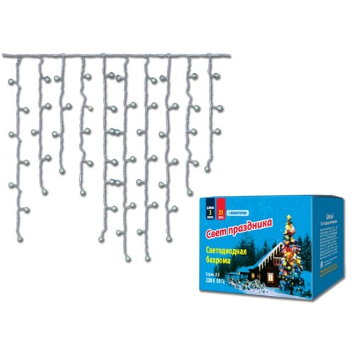 Гирлянда светодиодная "Бахрома" Uniel ULD-B3010-200/DTA Синяя IP20 с контроллером 3м фото Гирлянда светодиодная "Бахрома" Uniel ULD-B3010-200/DTA Синяя IP20 с контроллером 3м картинка